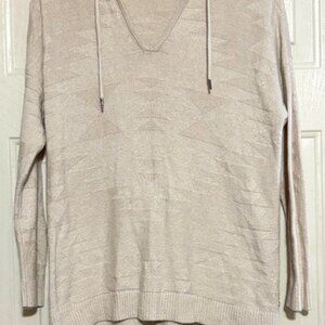 Cream Hooded V-Neck Sweater